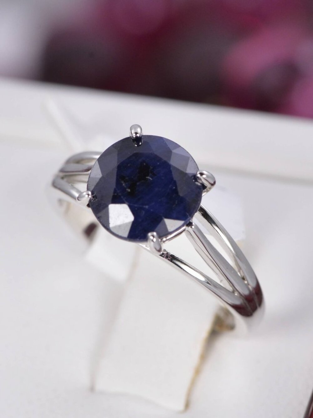 Natural Blue Sapphire Ring 925 Sterling Silver